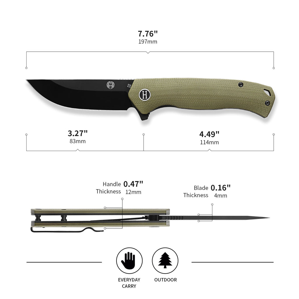 The Pathfinder Folding Pocket Knife Giftset for Men and Women (Green and Silver)